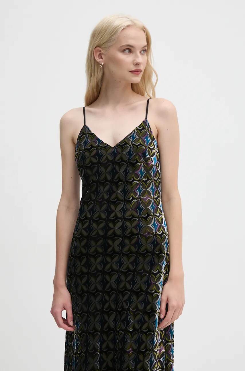 Сукня DIANE VON FURSTENBERG колір зелений maxi розкльошена DVFDS3S006