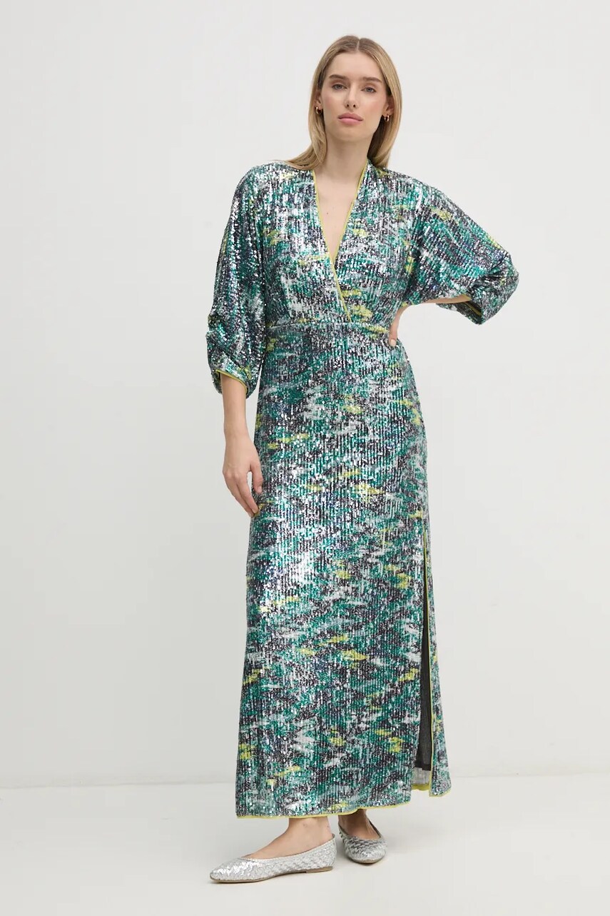 Сукня DIANE VON FURSTENBERG колір зелений maxi пряма DVFGL3S006
