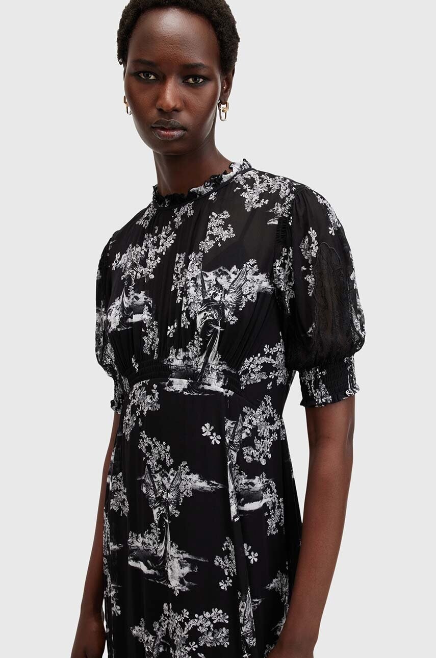 Сукня AllSaints LAVERNA DRESS колір чорний midi розкльошена W037DB