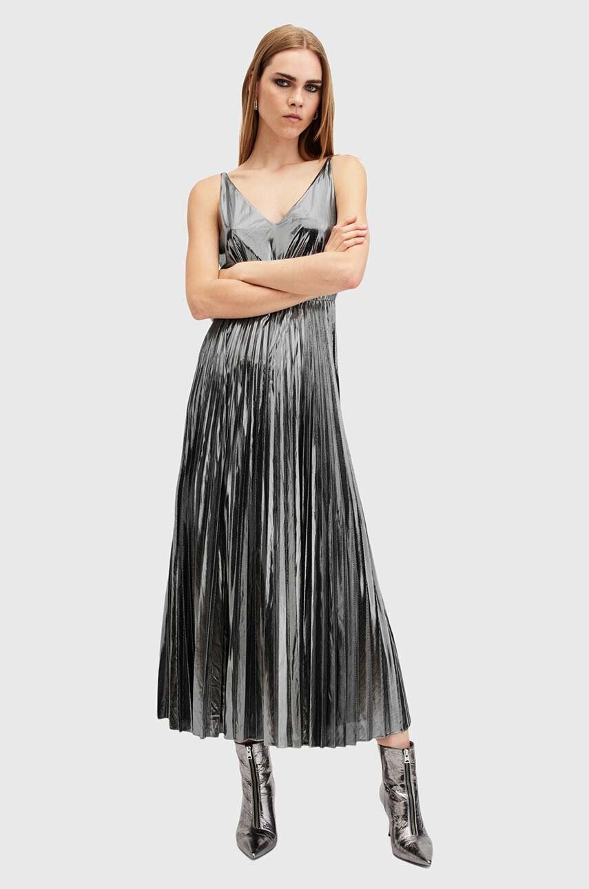 Сукня і светр AllSaints SPARK DRESS колір сірий midi розкльошена W082DB
