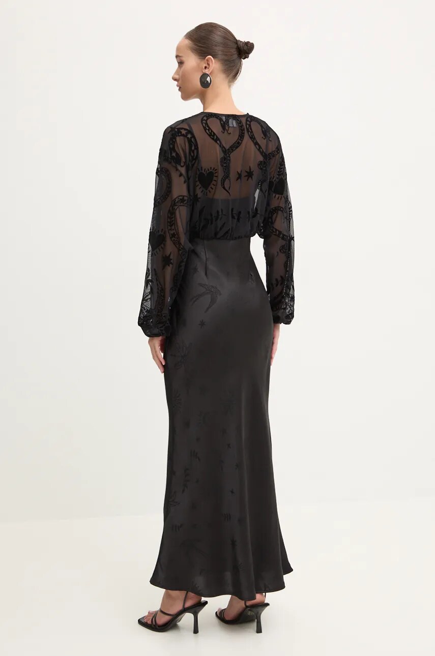 Сукня Never Fully Dressed Emma колір чорний maxi розкльошена NFDDR1680