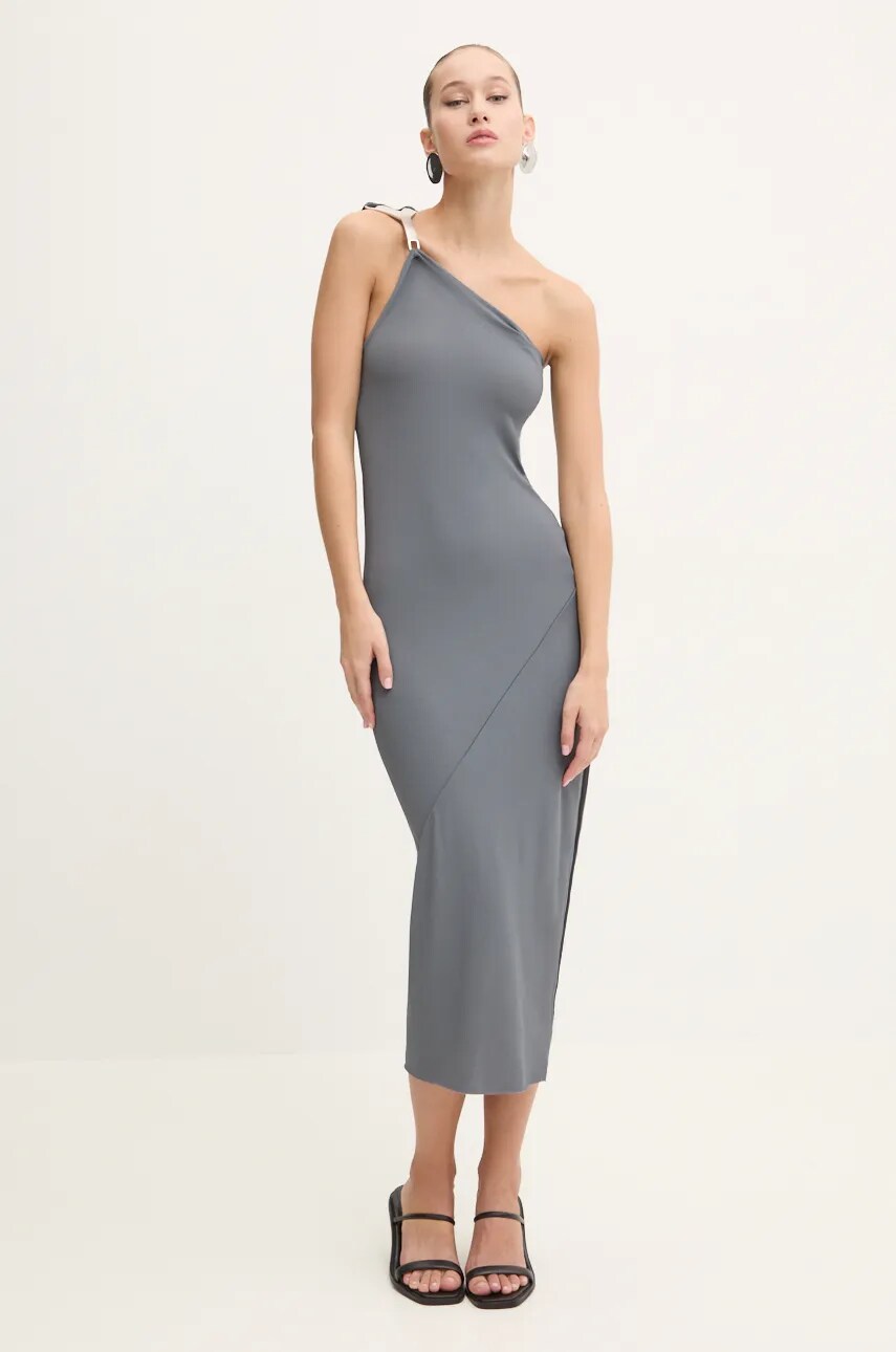 Сукня Rick Owens Lilies колір сірий midi облягаюча LI02D5534CVI