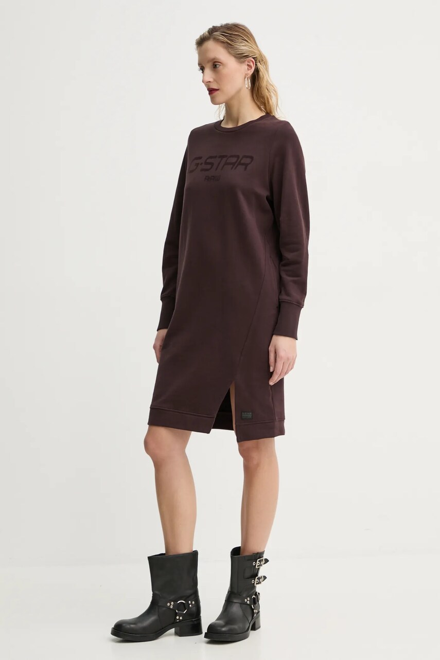 Бавовняна сукня G-Star Raw колір коричневий mini oversize D25038-D589