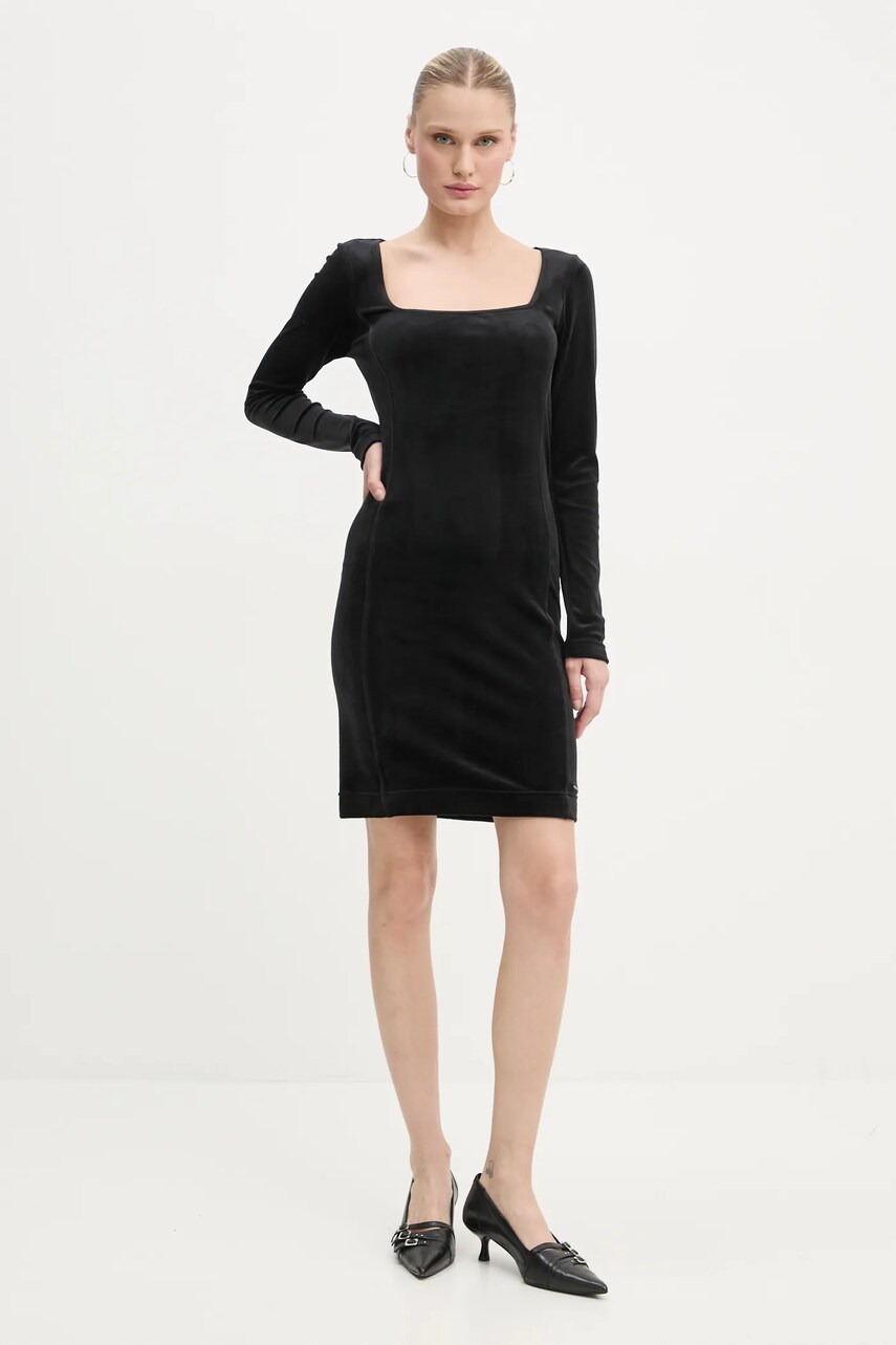 Велюрова сукня G-Star Raw колір чорний mini облягаюча D25040-D422