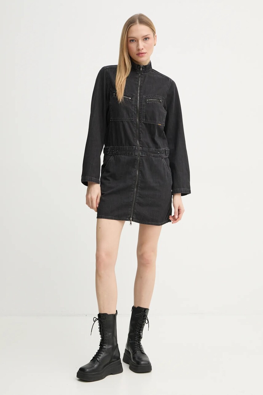 Джинсова сукня G-Star Raw колір чорний mini облягаюча D25363-D540