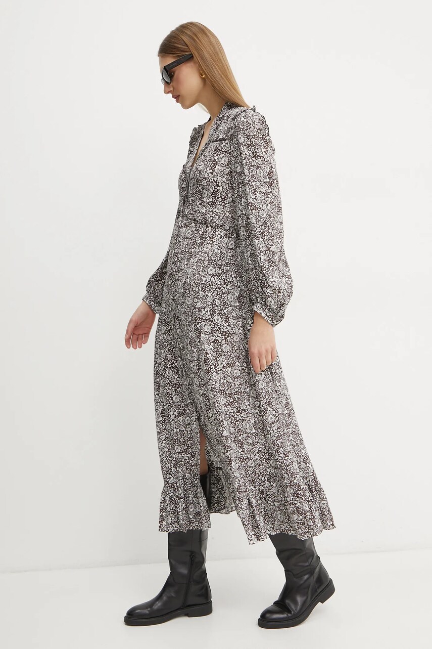 Сукня Weekend Max Mara колір коричневий maxi розкльошена 2425226023600