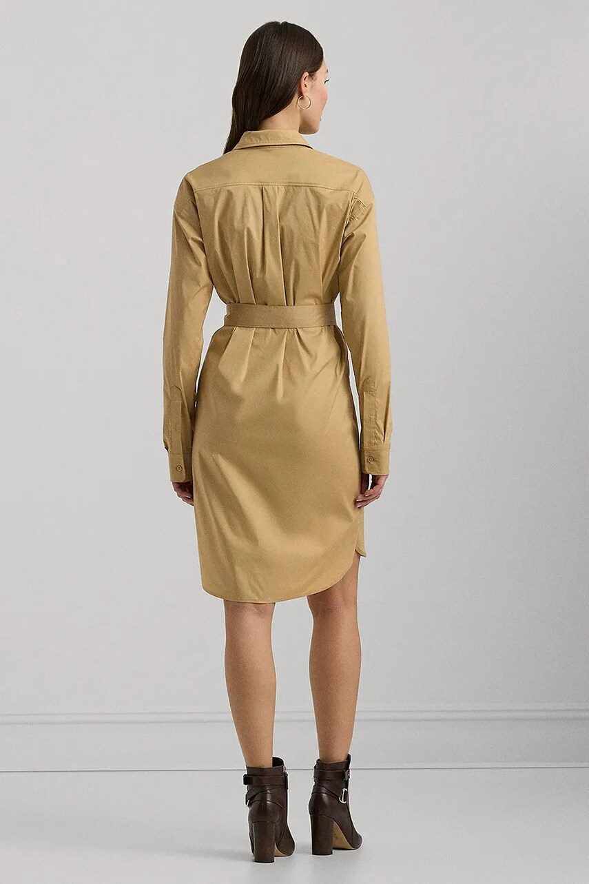 Сукня з домішкою льону Lauren Ralph Lauren колір бежевий mini пряма 200940277