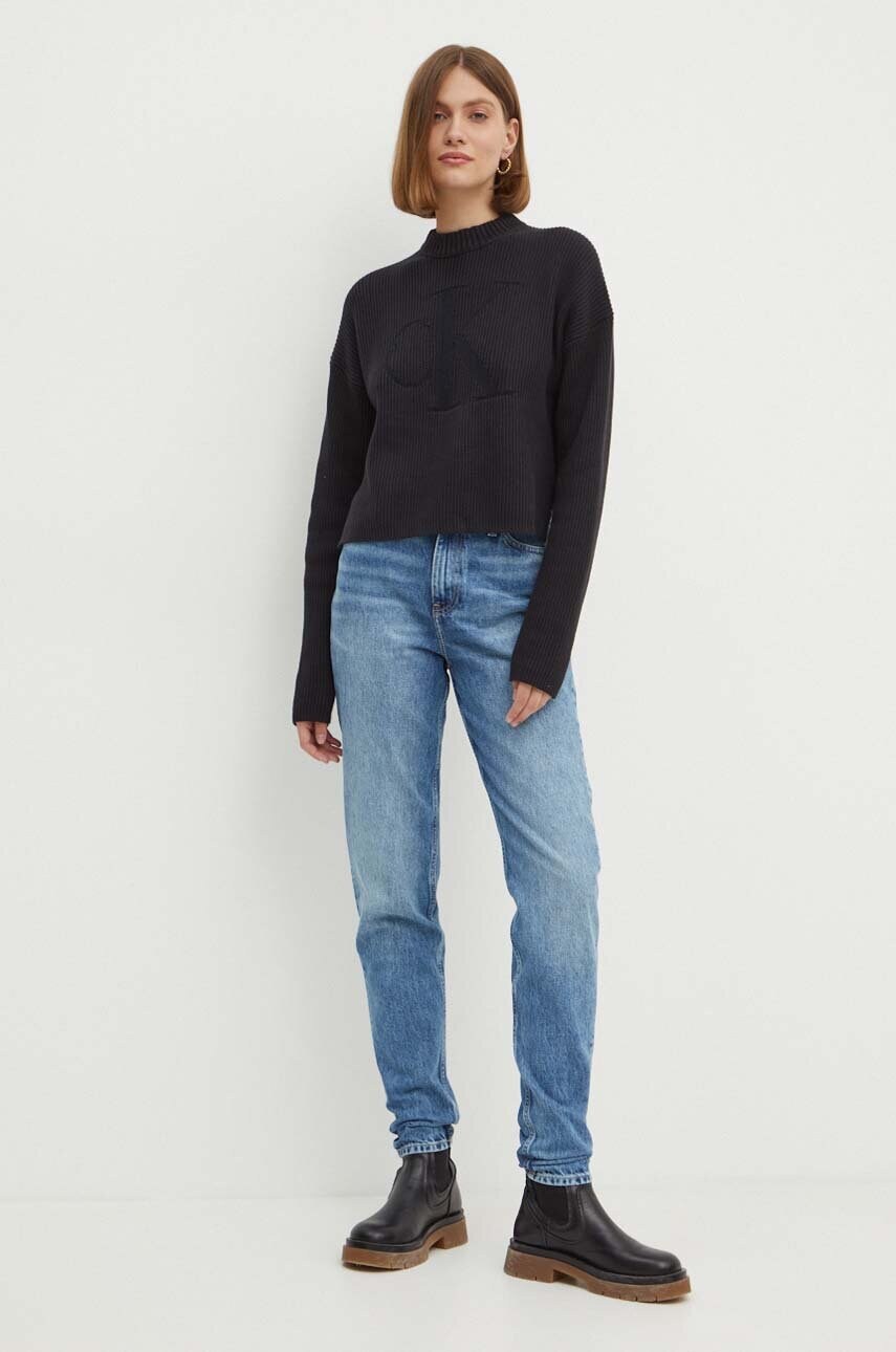 Светр Calvin Klein Jeans жіночий колір чорний півгольф J20J223615