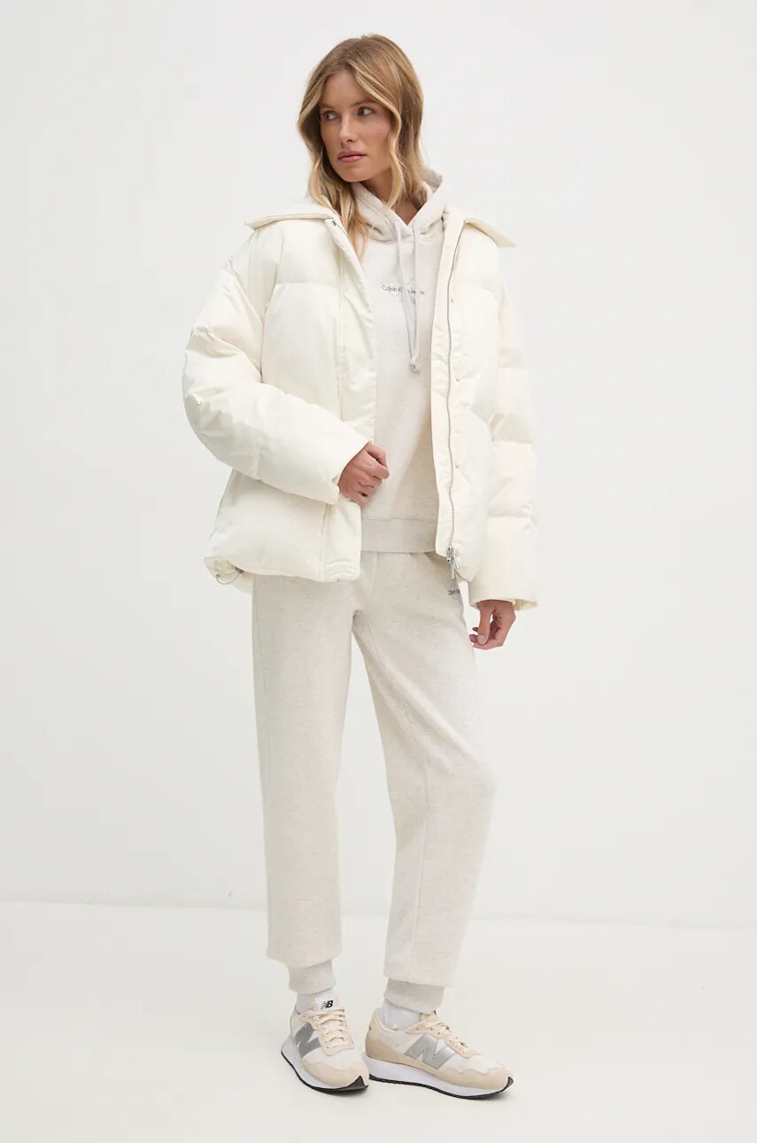 Кофта Calvin Klein Jeans жіноча колір сірий з капюшоном з аплікацією J20J223536