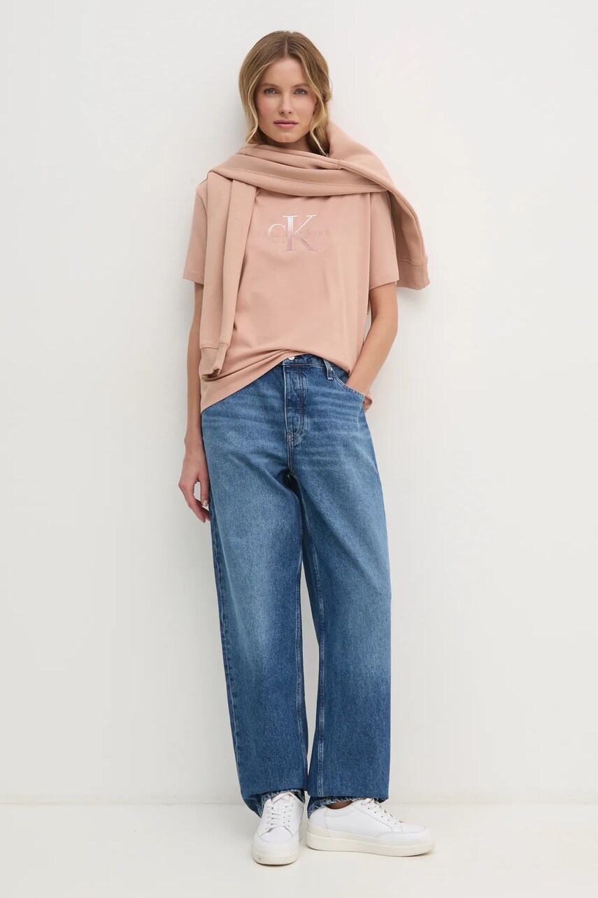 Кофта Calvin Klein Jeans жіноча колір чорний з капюшоном з аплікацією J20J223536