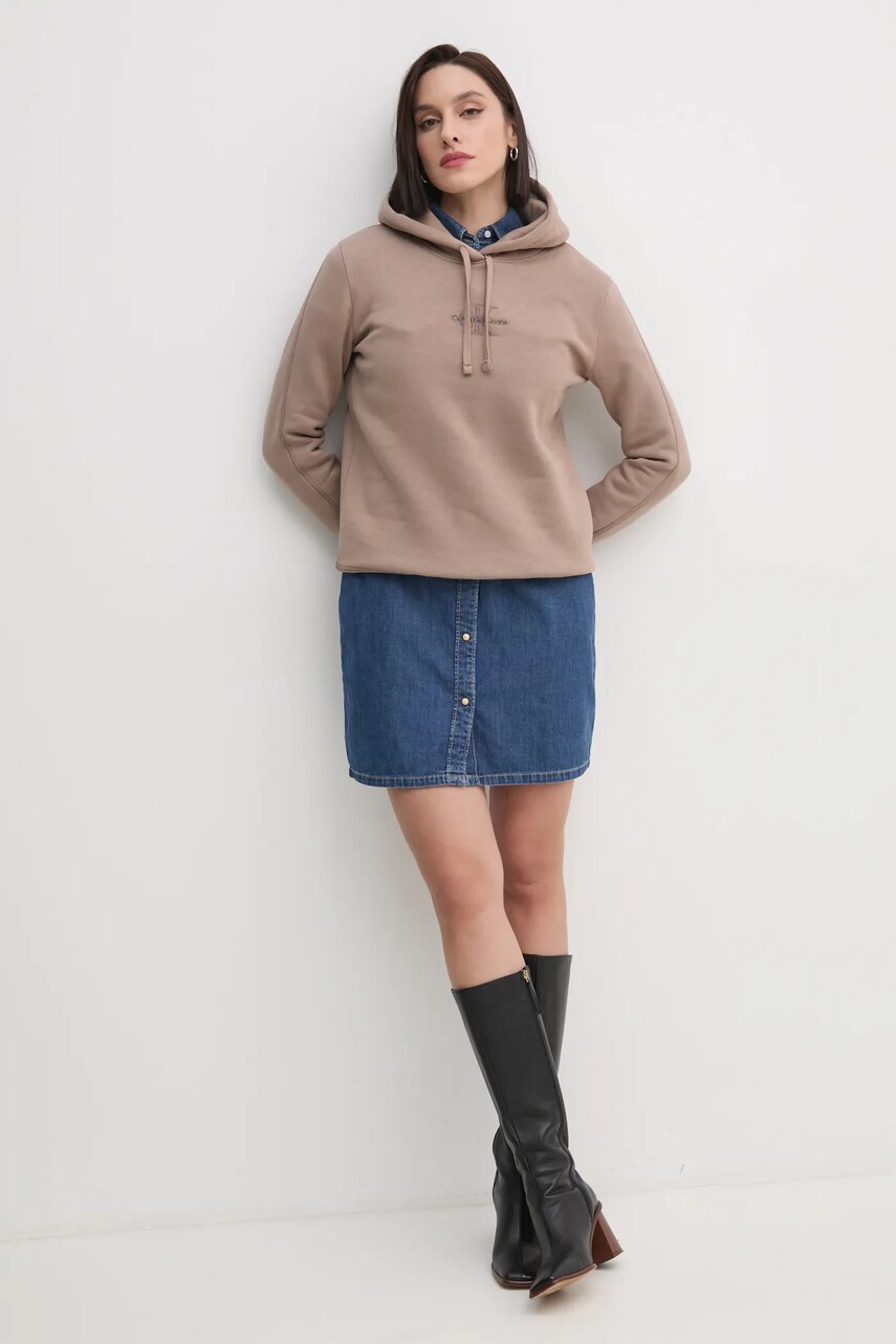 Кофта Calvin Klein Jeans жіноча колір чорний з капюшоном з аплікацією J20J223536