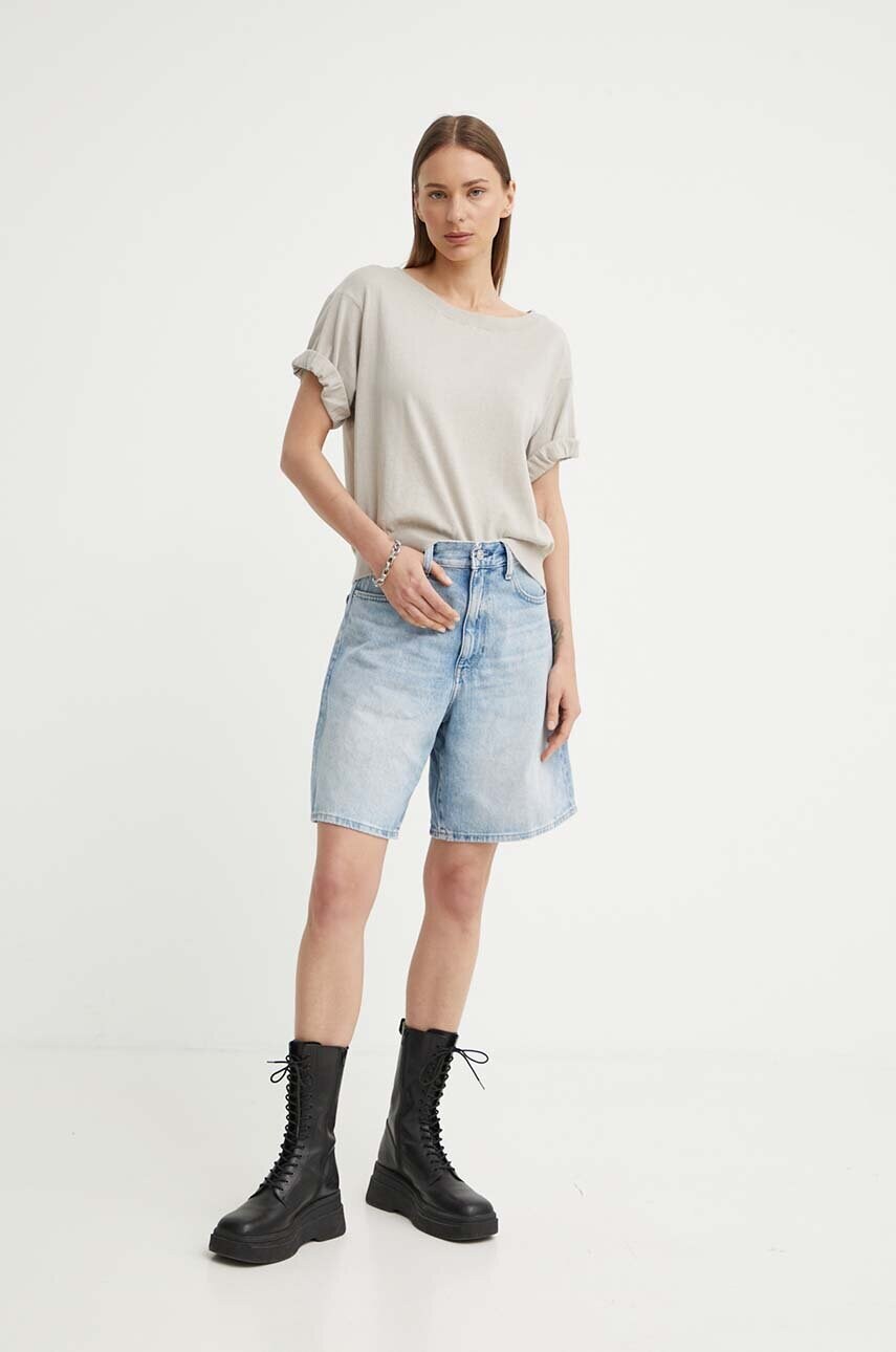 Бавовняний светр G-Star Raw колір бежевий легкий D24596-D597