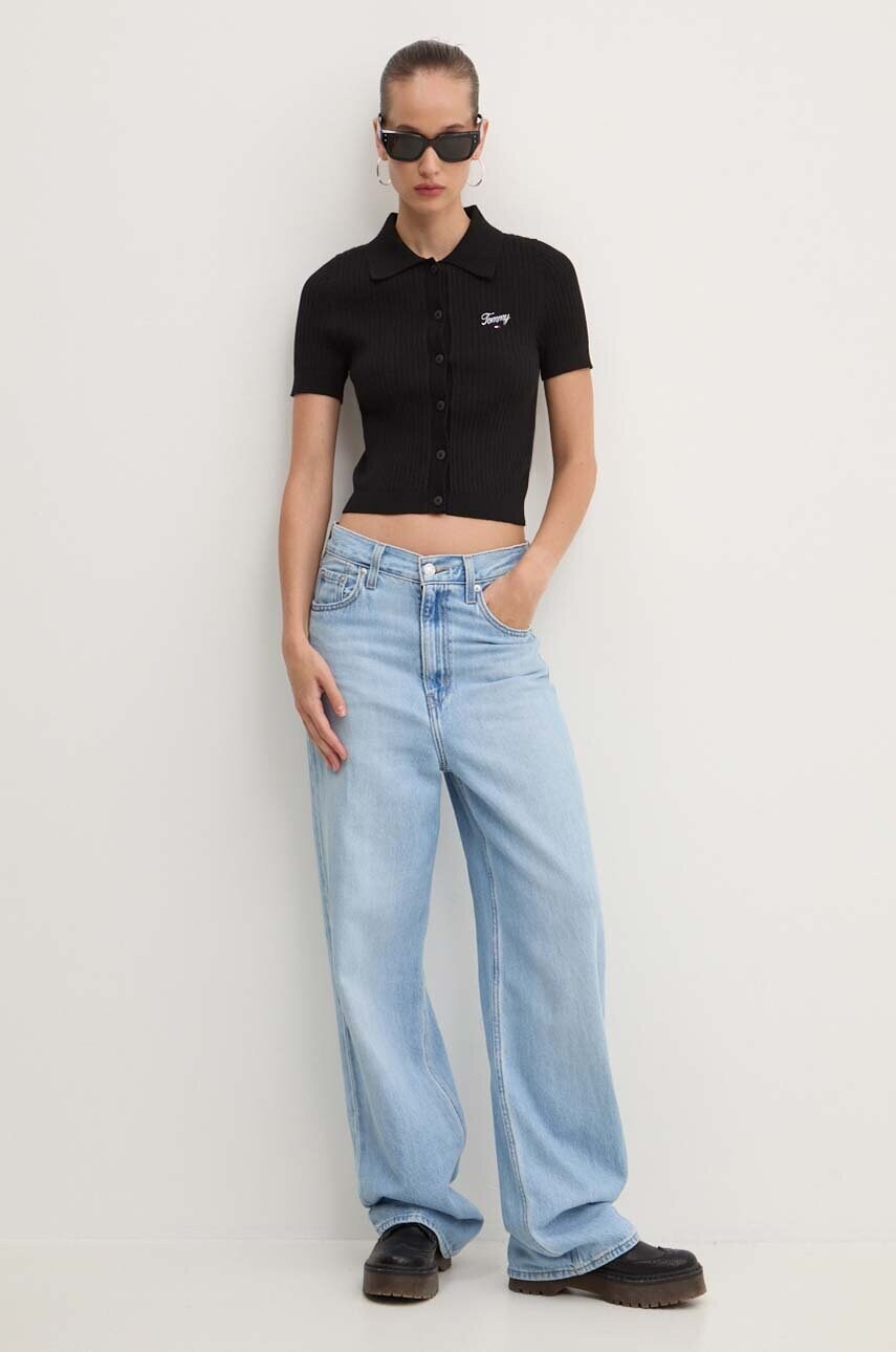Джемпер Tommy Jeans жіночий колір чорний легкий DW0DW18525
