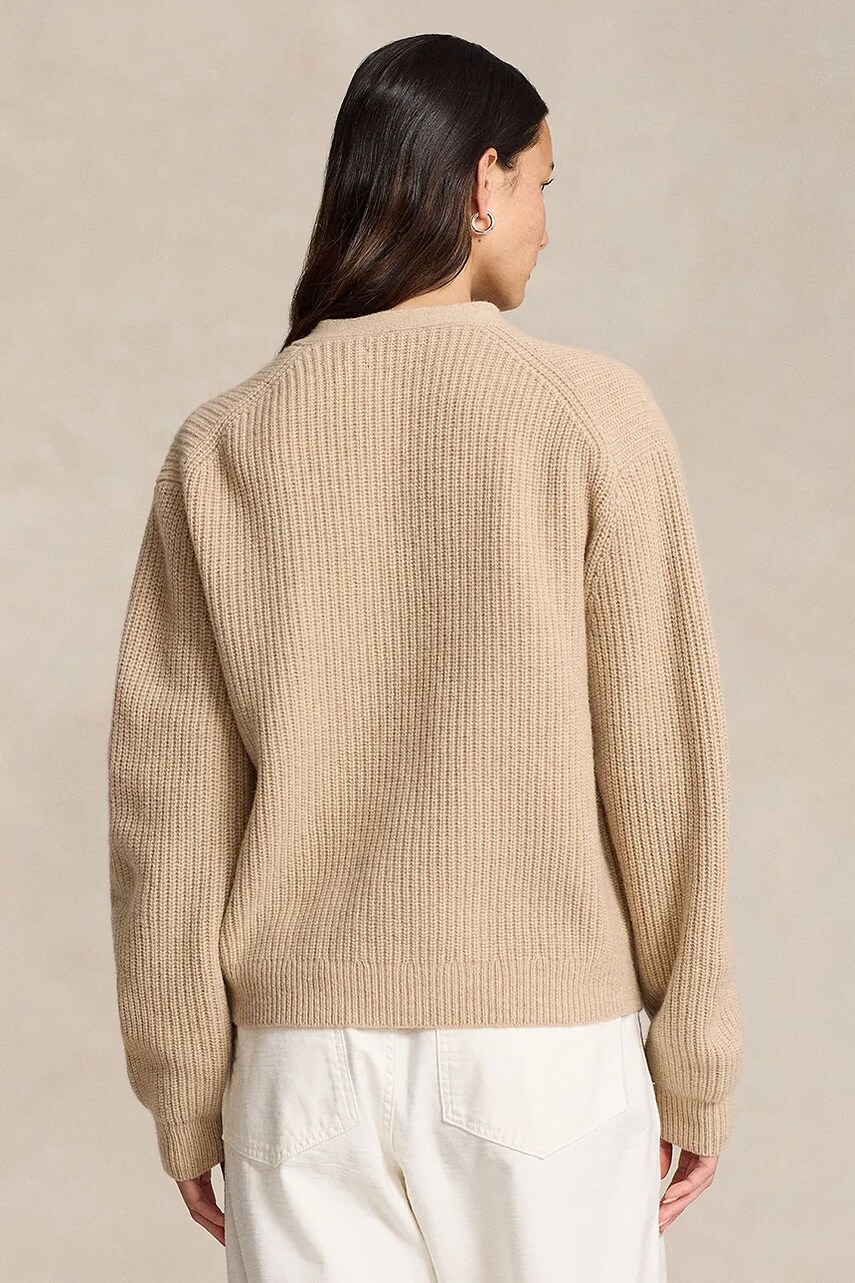 Вовняний кардиган Polo Ralph Lauren колір коричневий теплий 211944515