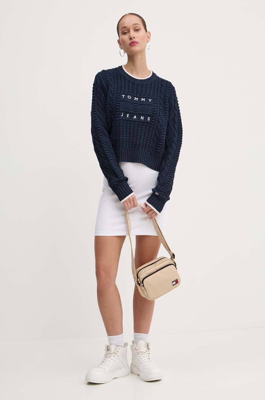 Светр Tommy Jeans жіночий колір синій легкий DW0DW18522