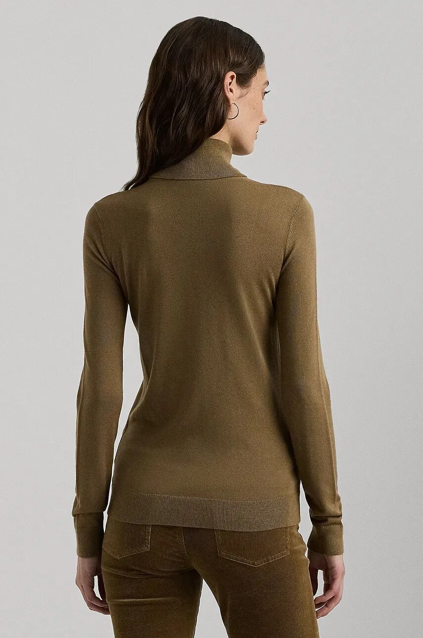 Светр з домішкою шовку Lauren Ralph Lauren колір бежевий легкий гольф 200940470