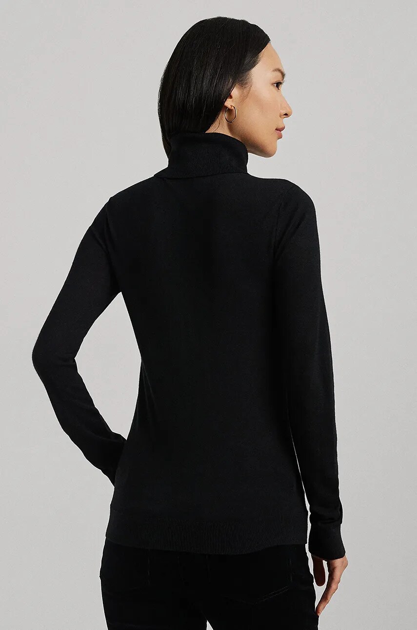 Светр з домішкою шовку Lauren Ralph Lauren колір чорний легкий гольф 200940470