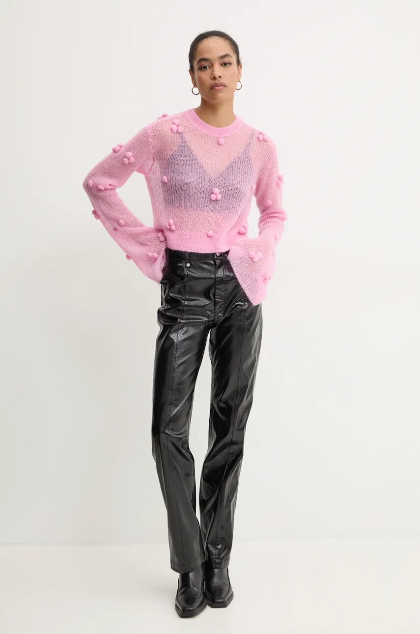 Вовняний светр Rotate Light Knit Ls Sweater жіночий колір рожевий легкий 1129992049