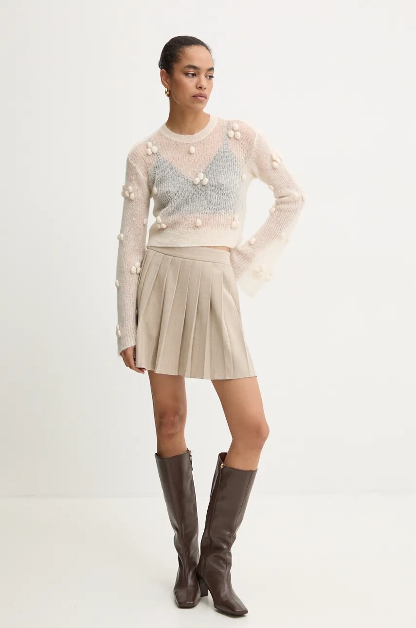 Купити Вовняний светр Rotate Light Knit Ls Sweater жіночий колір бежевий легкий 112999857 – головне зображення