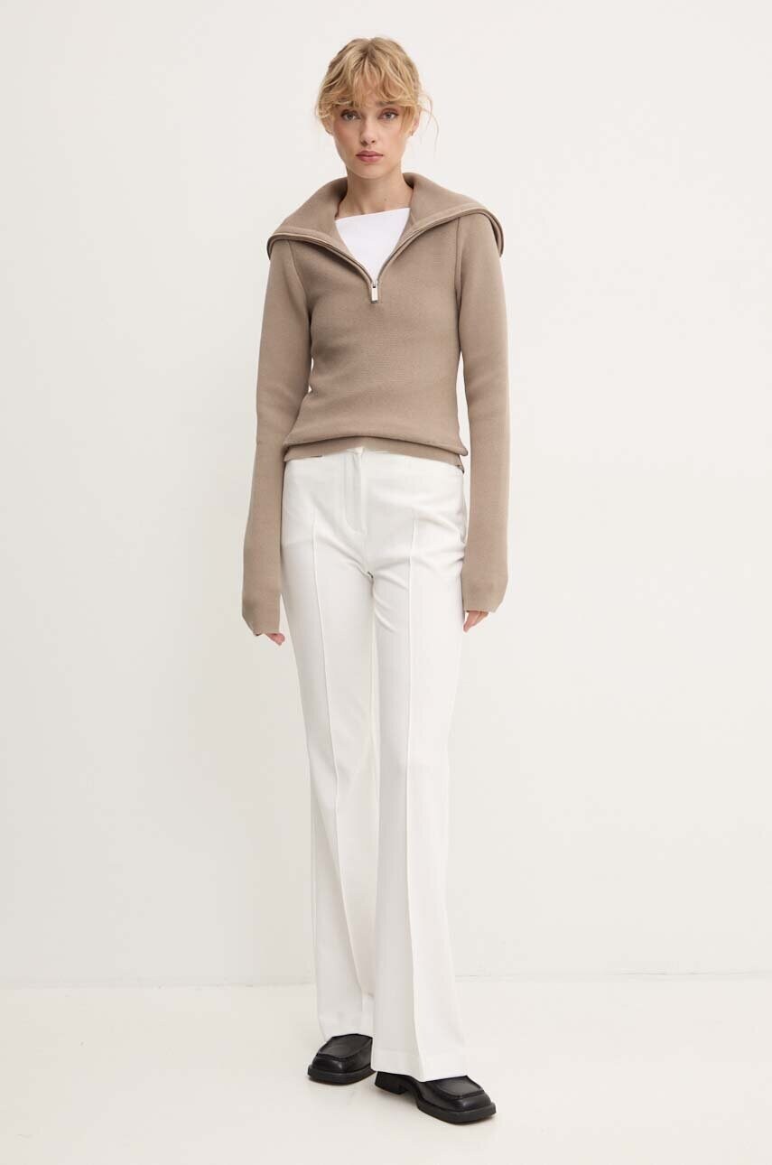 Светр Remain Zipped Collar Knit жіночий колір бежевий гольф 5017693001