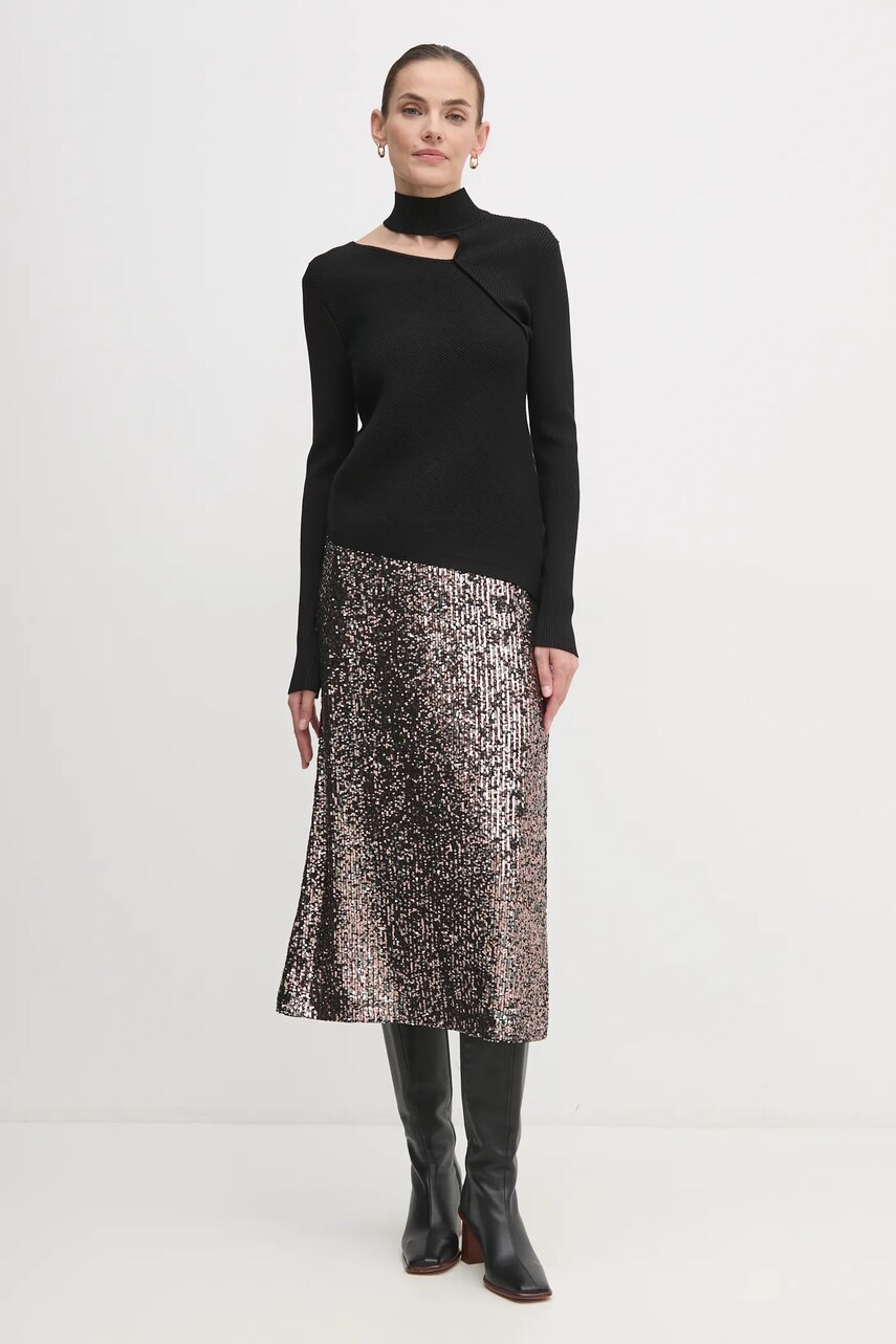 Светр Dkny жіночий колір чорний півгольф P43SAL18
