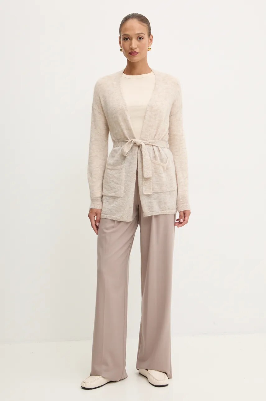 Вовняний кардиган Max Mara Leisure колір бежевий легкий 2426346038600