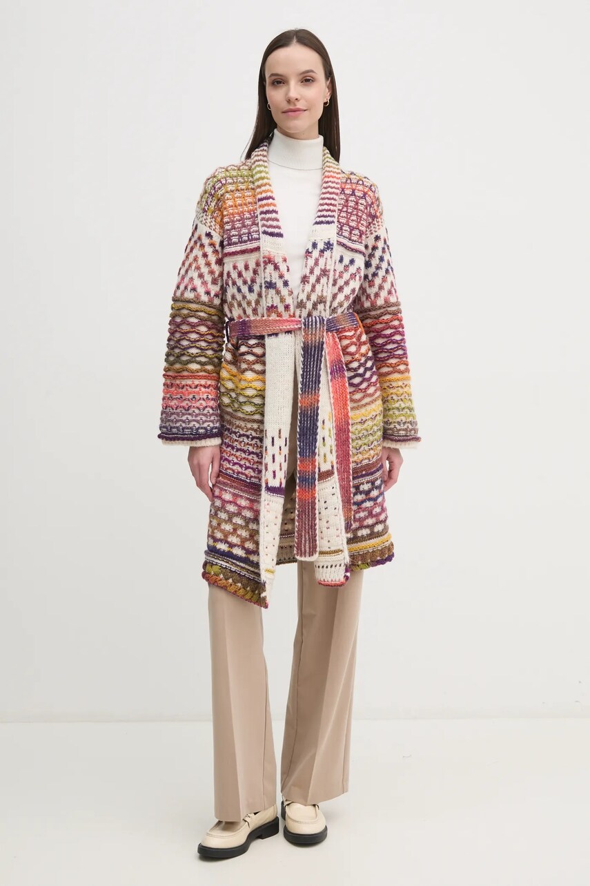 Кардиган з домішкою вовни United Colors of Benetton колір бежевий теплий 115CE6042