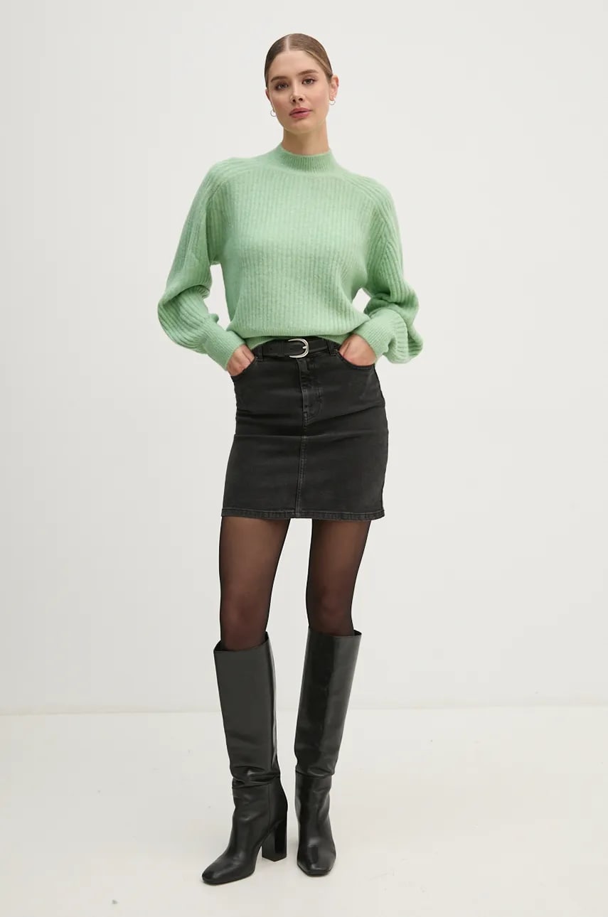 Светр з домішкою вовни Pepe Jeans IRMA PERKINS жіночий колір зелений півгольф PL702191