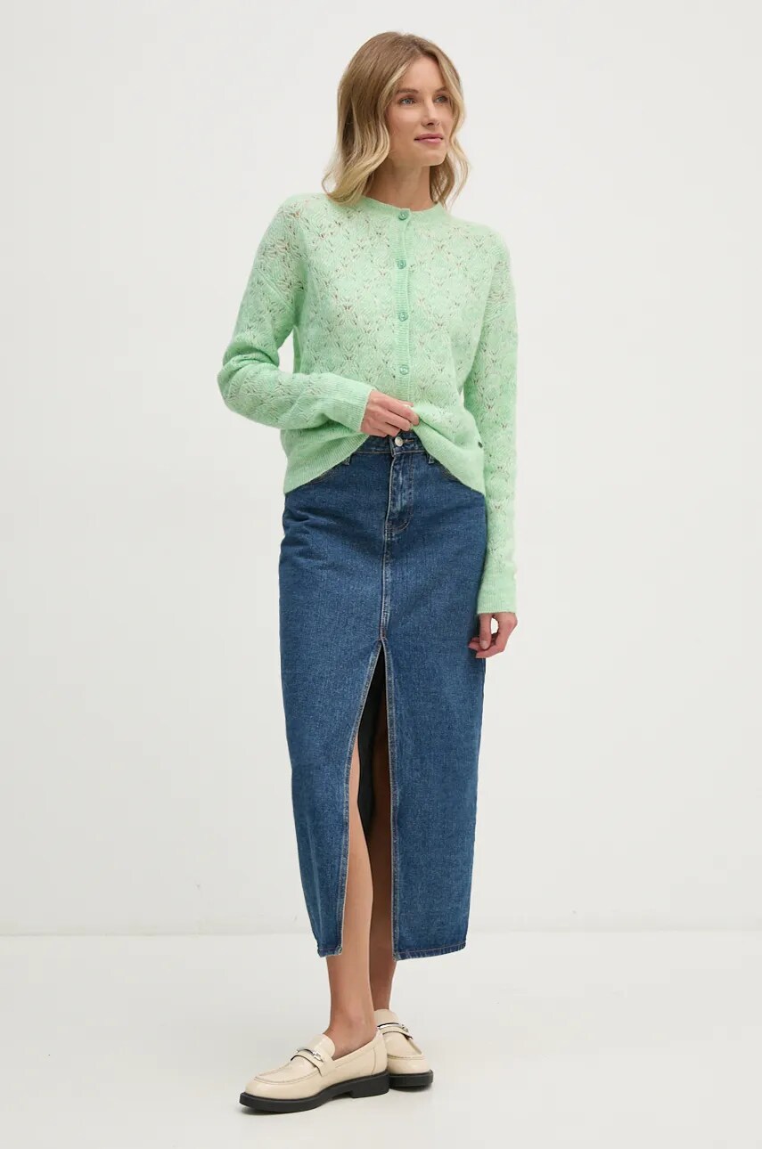 Кардиган з домішкою вовни Pepe Jeans HELEN CARDIGAN колір зелений легкий PL702228