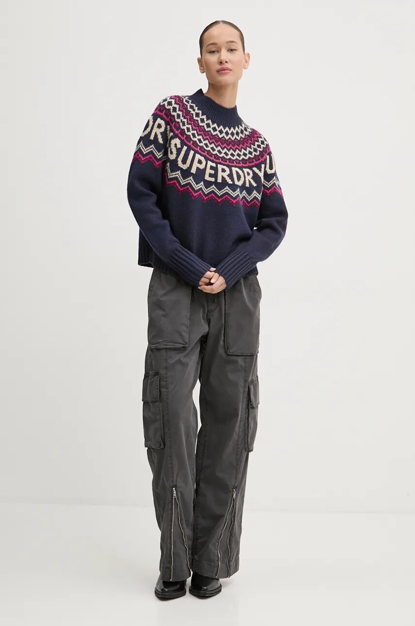 Светр з домішкою вовни Superdry жіночий колір синій  W6110555A-B9R
