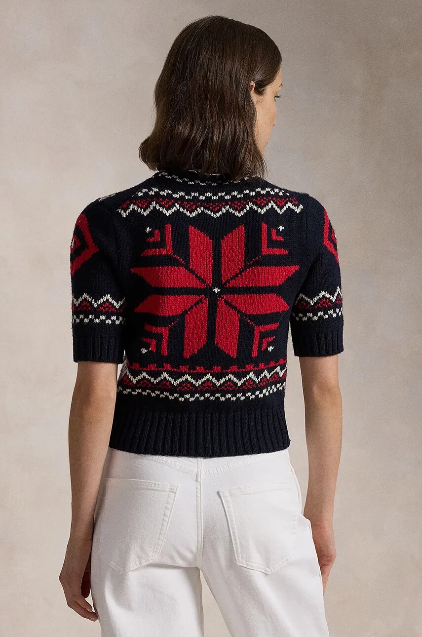 Вовняний светр Polo Ralph Lauren жіночий колір синій півгольф 211947919