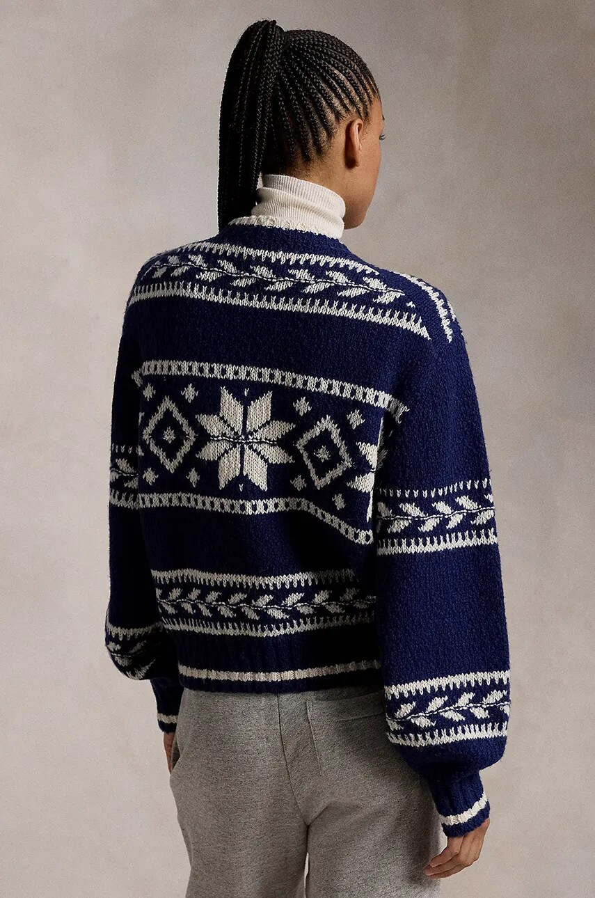 Вовняний светр Polo Ralph Lauren жіночий колір синій теплий 211947933