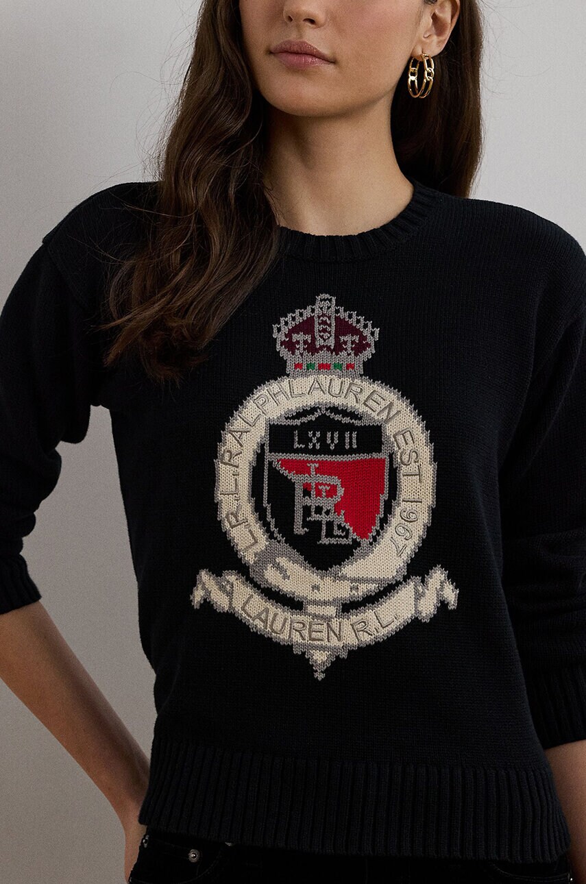 Бавовняний светр Lauren Ralph Lauren колір чорний  200955737