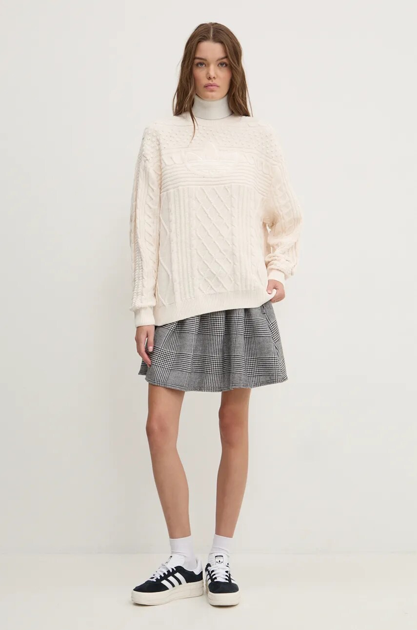 Светр adidas Originals 70s Trefoil Sweater жіночий колір бежевий  JN8318