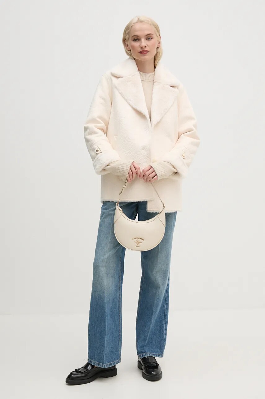 Светр Calvin Klein Jeans жіночий колір бежевий півгольф J20J224636