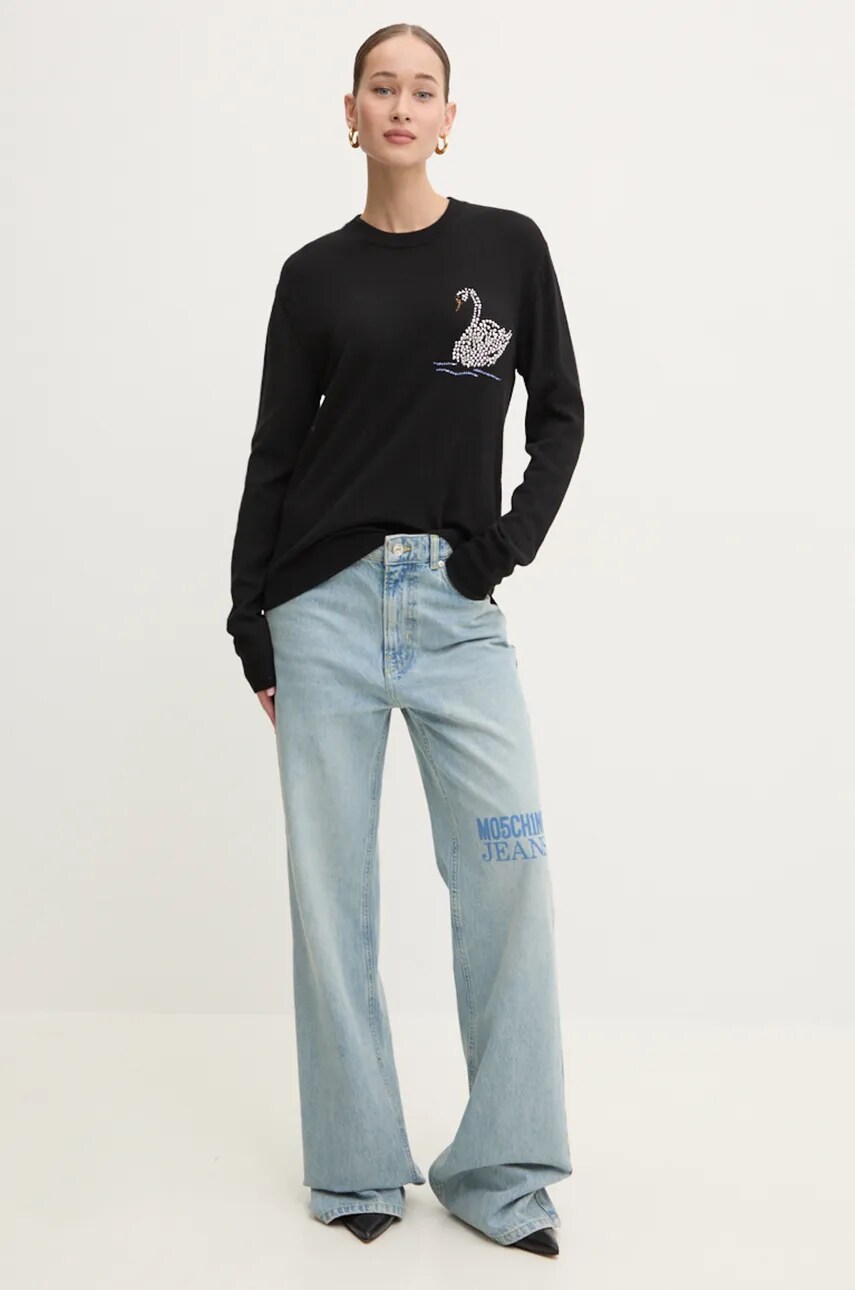Вовняний светр MSGM жіночий колір чорний легкий 3742MDM200.247786