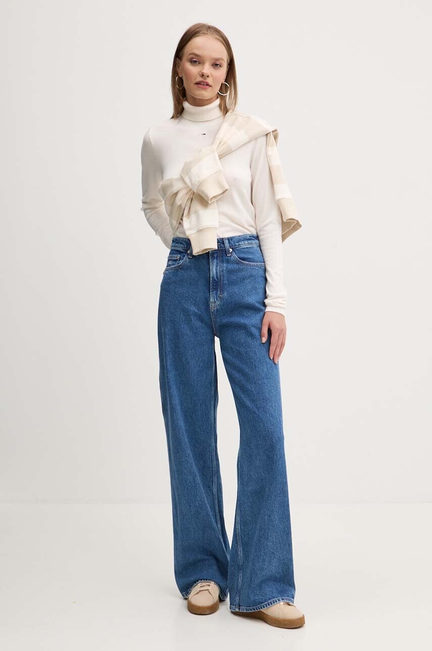 Купити Светр Tommy Jeans жіночий колір бежевий гольф DW0DW19686 – головне зображення