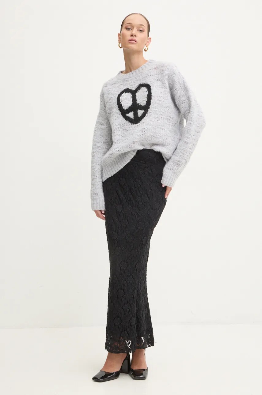 Светр з домішкою вовни Moschino Jeans жіночий колір сірий теплий A0913 8705