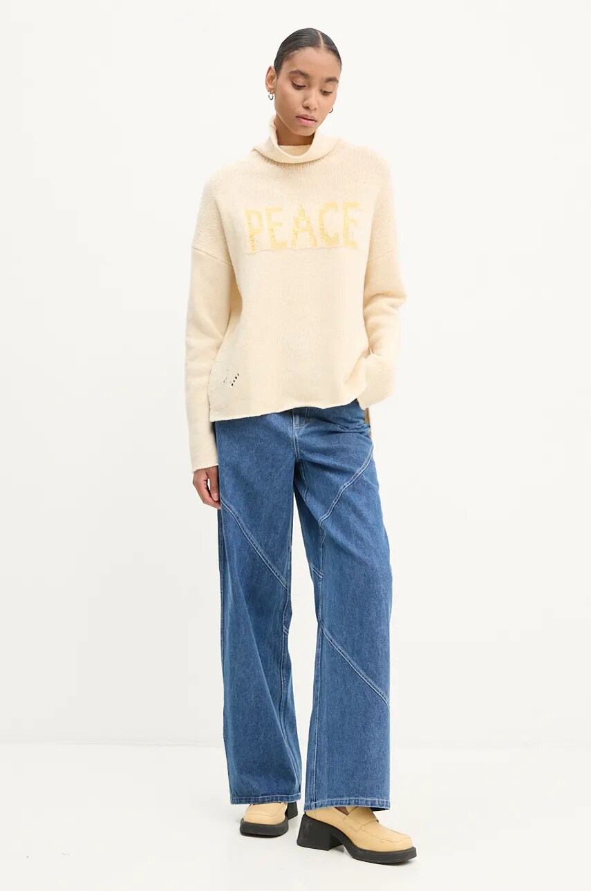 Вовняний светр ZADIG&VOLTAIRE жіночий колір бежевий легкий гольф KWSW01649