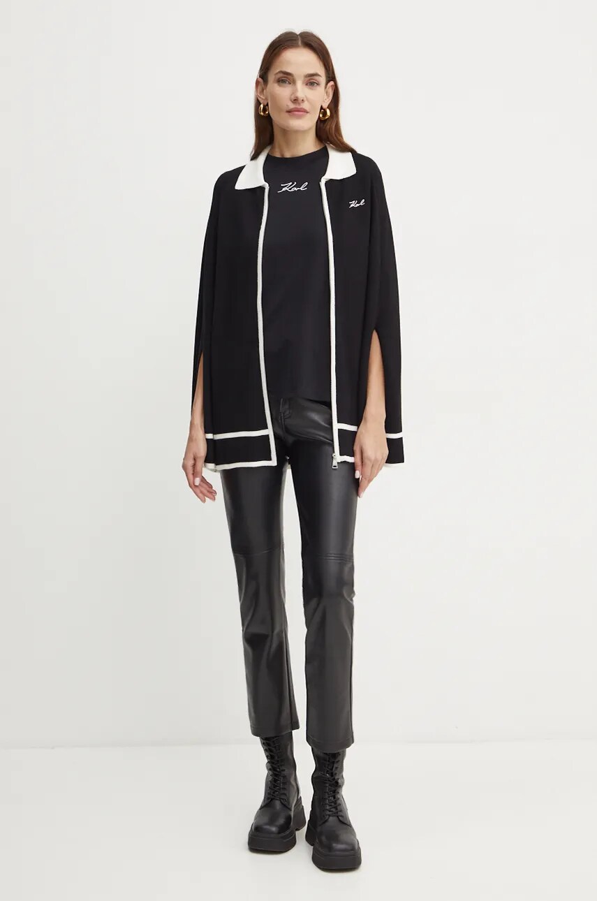 Пончо Karl Lagerfeld колір чорний легке 246W2001
