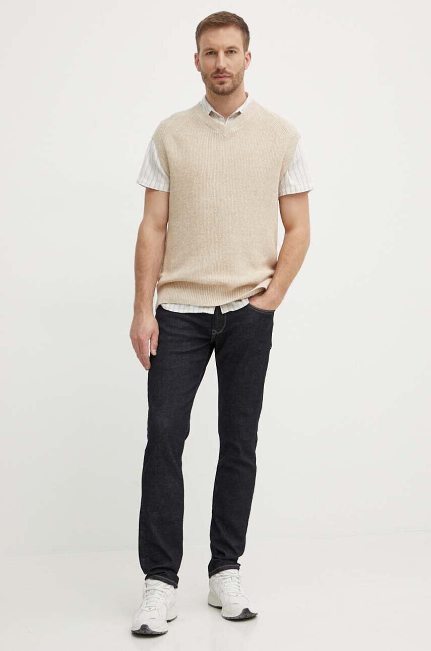 Лляний жилет Calvin Klein колір бежевий  K10K113494