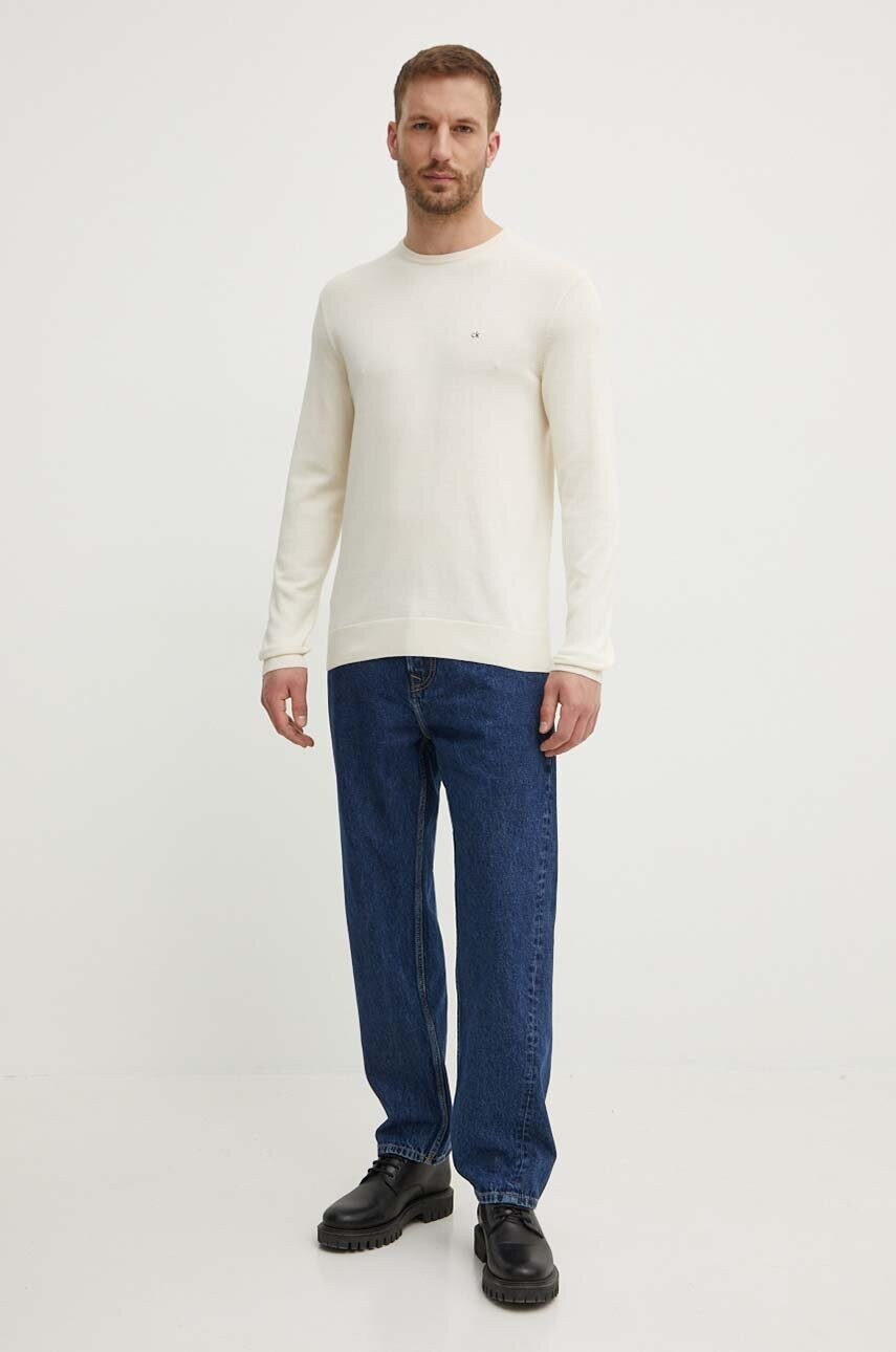 Светр з домішкою шовку Calvin Klein колір бежевий легкий K10K113549
