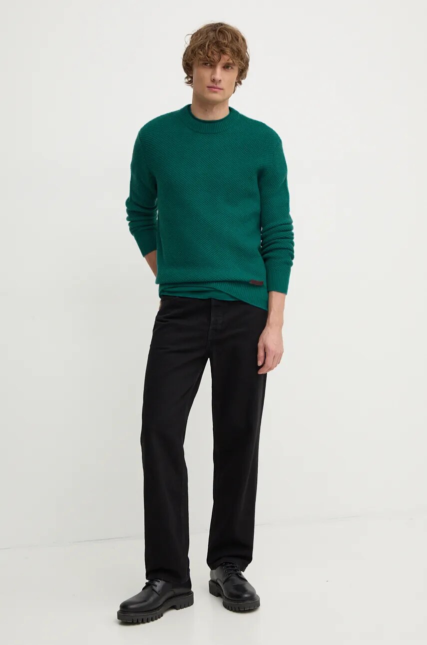 Вовняний светр United Colors of Benetton чоловічий колір зелений  1344U108H