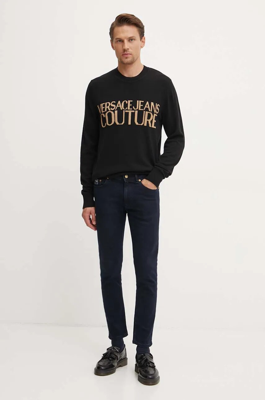 Вовняний светр Versace Jeans Couture чоловічий колір чорний  77GAFM01 CMH80