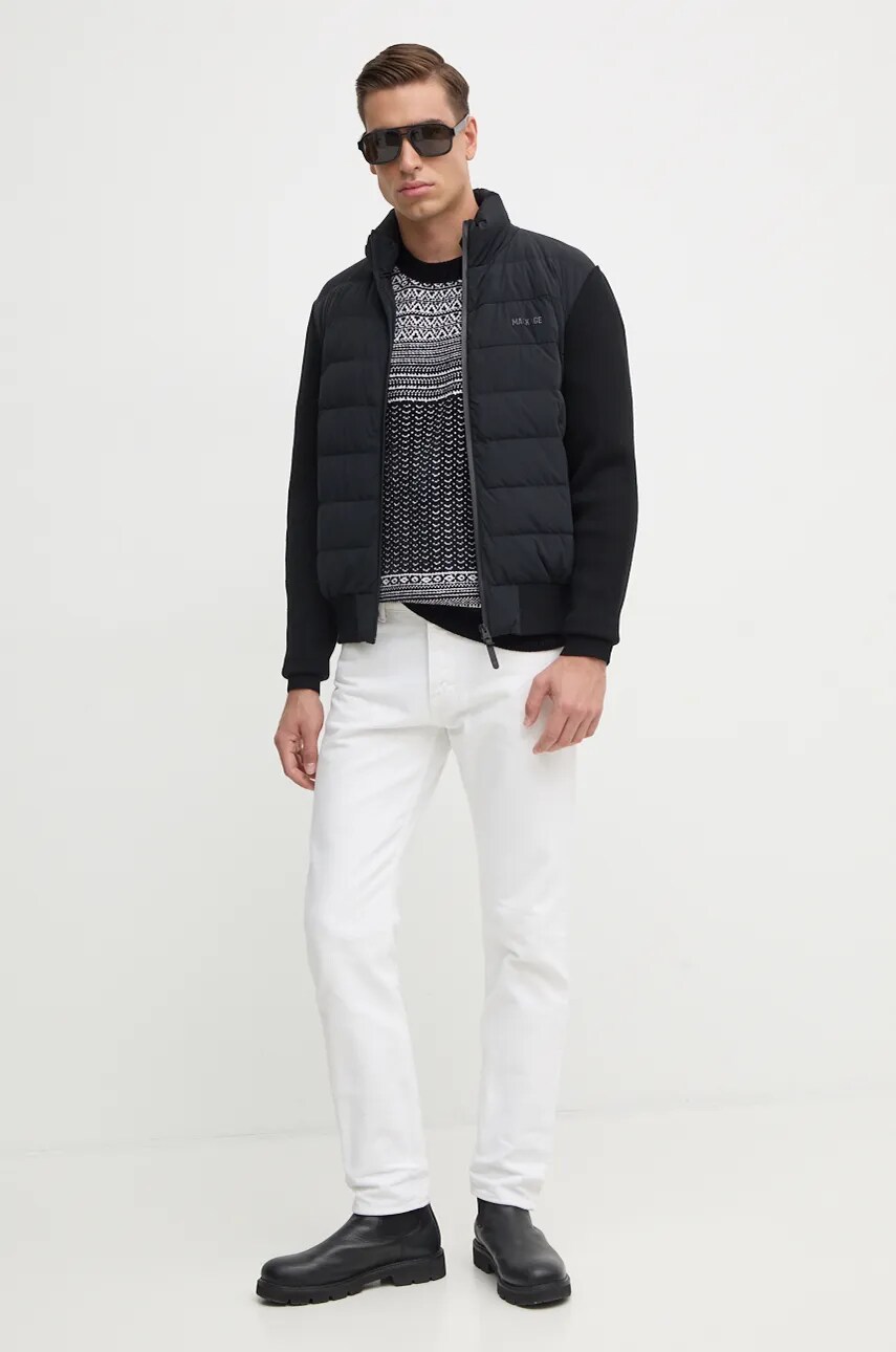 Светр з домішкою вовни Armani Exchange чоловічий колір чорний легкий XM000028 AF10351
