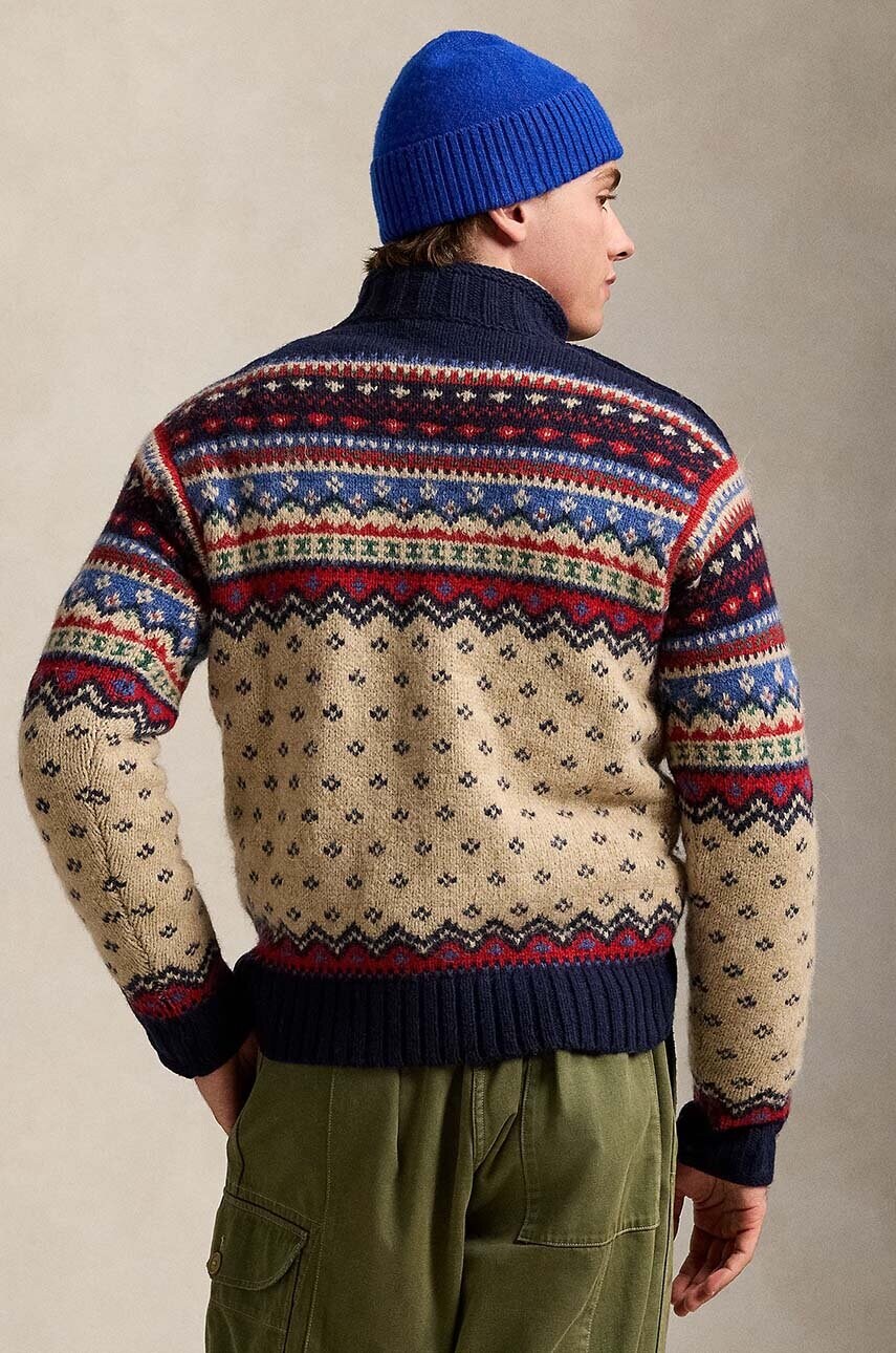 Светр з домішкою вовни Polo Ralph Lauren чоловічий колір зелений  710949295