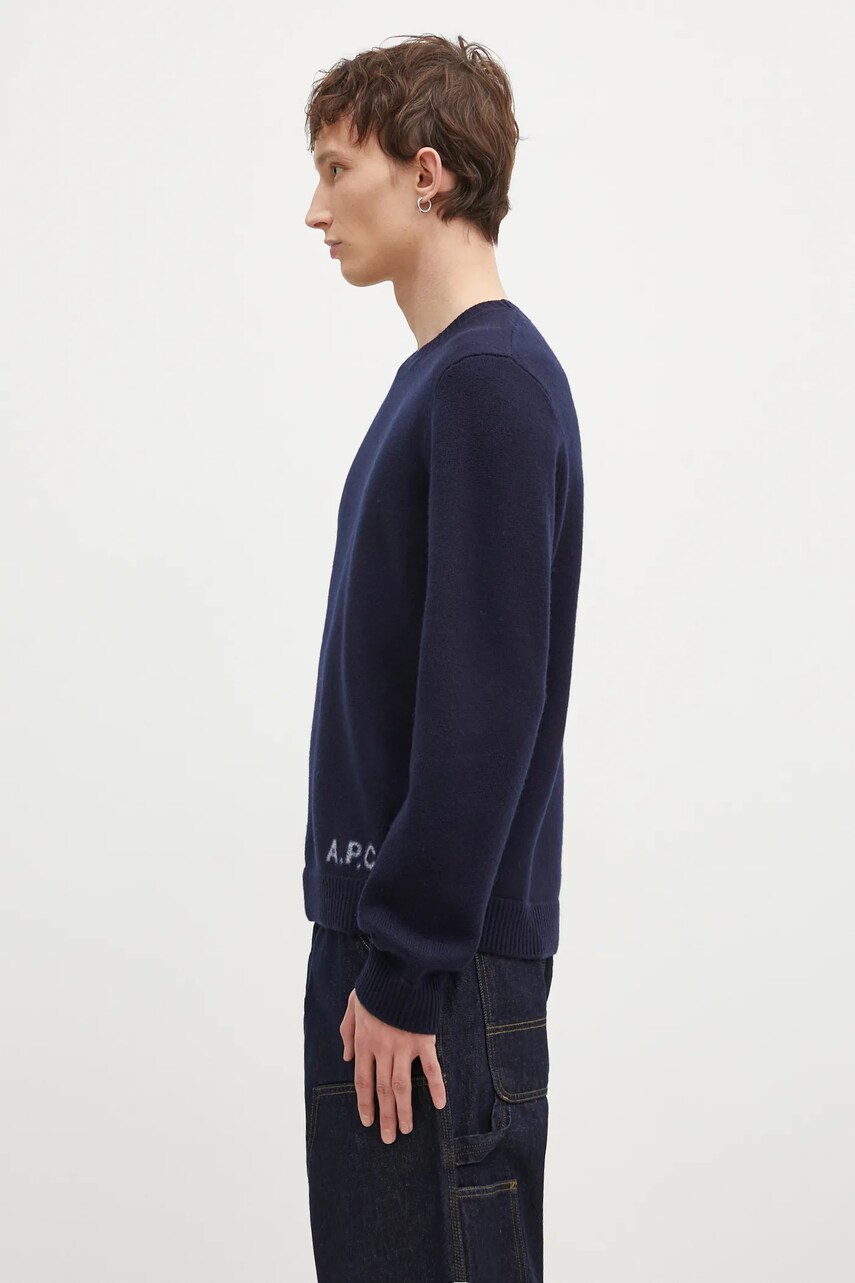 Вовняний светр A.P.C. Pull Edward чоловічий колір синій  WVBDJ.H23059