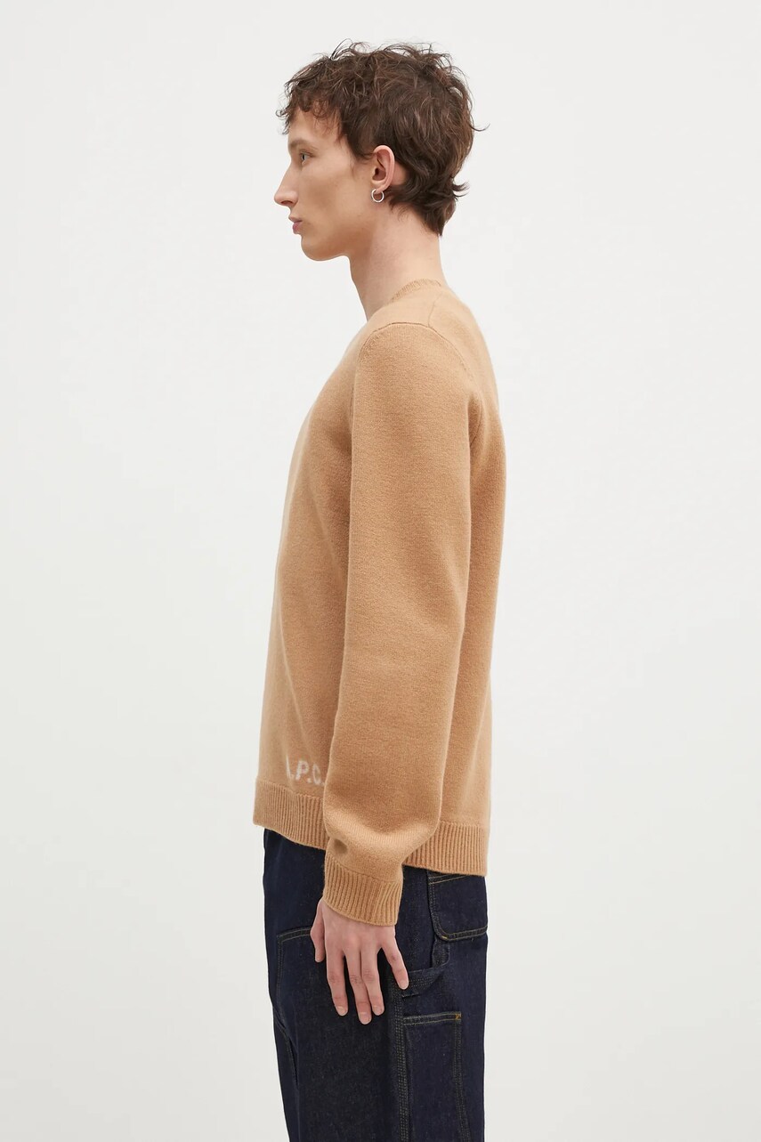 Вовняний светр A.P.C. Pull Edward чоловічий колір коричневий  WVBDJ.H23059