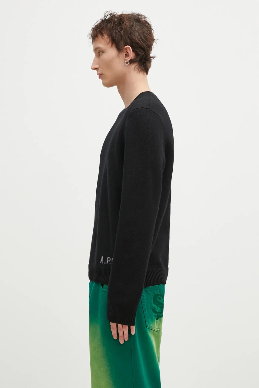 Вовняний светр A.P.C. Pull Edward чоловічий колір чорний  WVBDJ.H23059