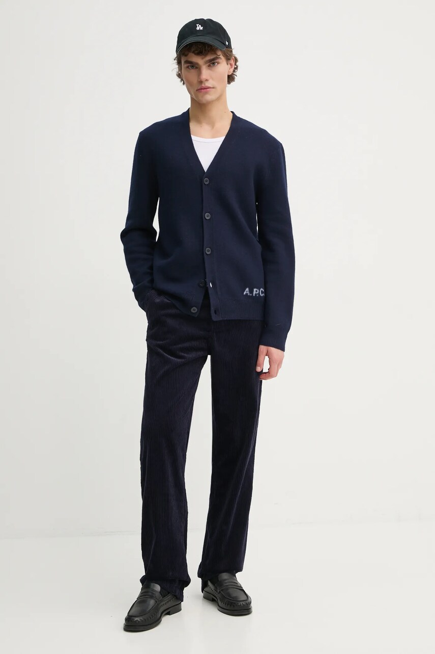 Вовняний кардиган A.P.C. kenny колір синій WVBDK.H22305